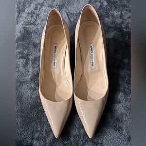 Manolo Blahnik Nude Patent Leather Heels